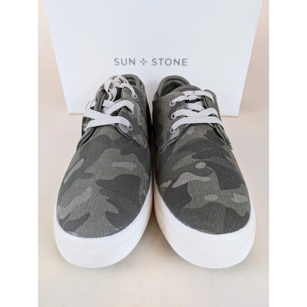 Sun + Stone Kiva Casual Sneakers Mens 10 M Green Camo Low Top Lace Up Shoes NWB_5